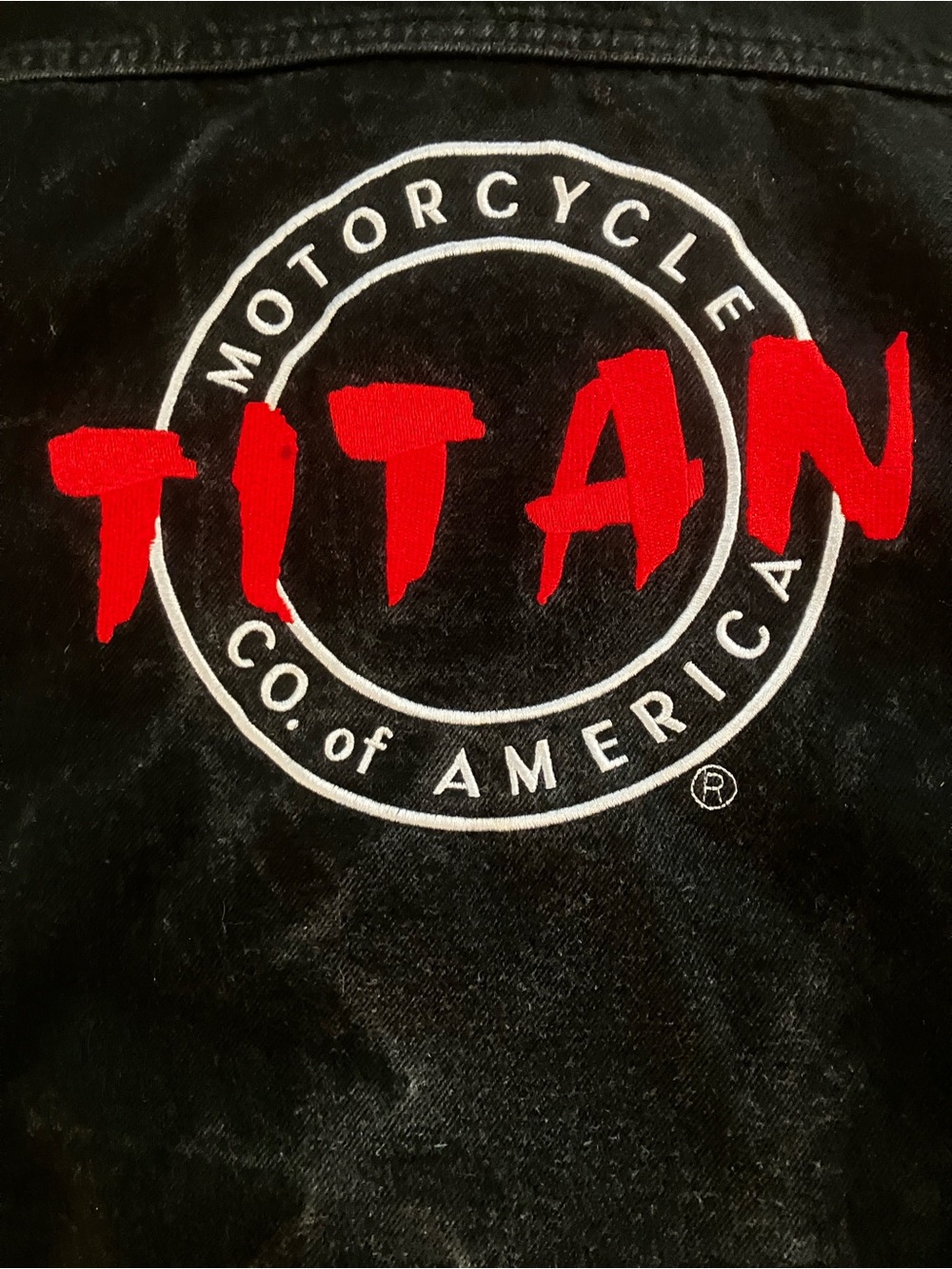 Vtg 90’s Titan Black Denim Motorcycle Jacket.
